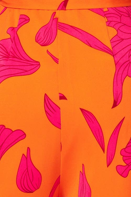 Floral Print Jump-suit HR2625-ORANGE: 2 Small : 2 Medium : 2 Large